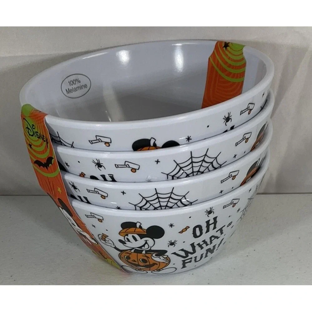 Disney Halloween Mickey Mouse Oh What Fun Set Of 4 Melamine Cereal Bowls